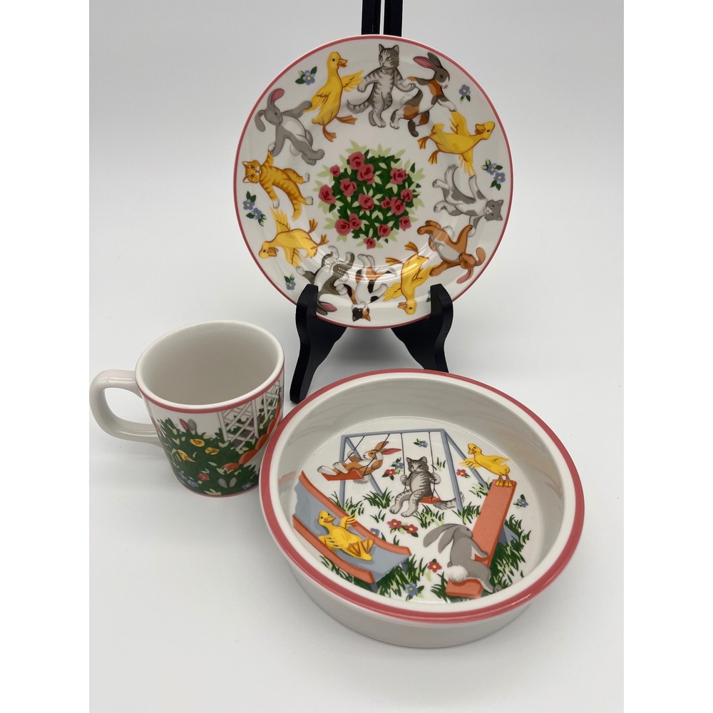 Villeroy & Boch Farm Animals Childrens 3pc Set Plate Bowl Mug Bunny Cat Duck